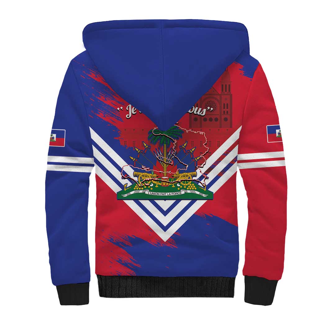 Port-au-Prince Haiti Sherpa Hoodie Potoprens Coat of arms Grunge Vibes
