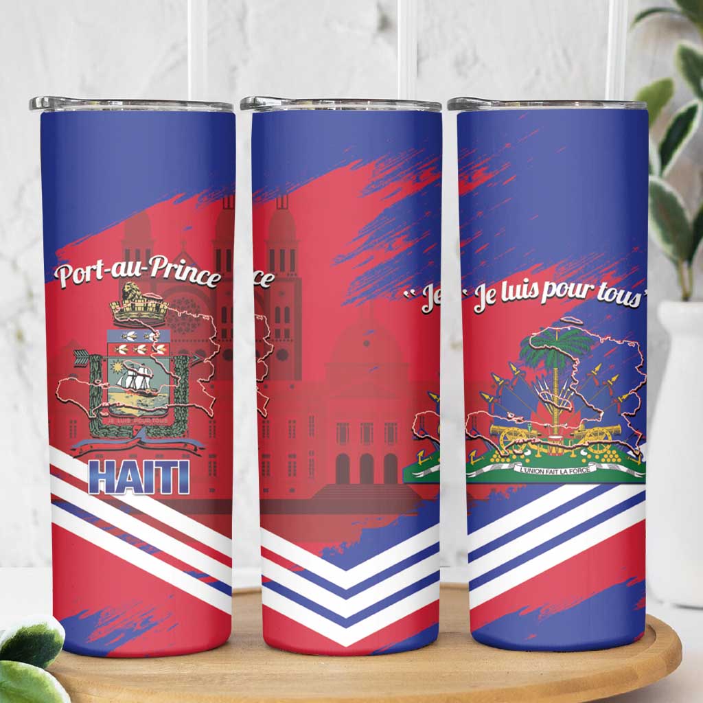 Port-au-Prince Haiti Skinny Tumbler Potoprens Coat of arms Grunge Vibes