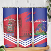 Port-au-Prince Haiti Skinny Tumbler Potoprens Coat of arms Grunge Vibes