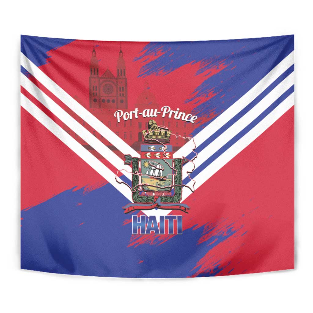Port-au-Prince Haiti Tapestry Potoprens Coat of arms Grunge Vibes
