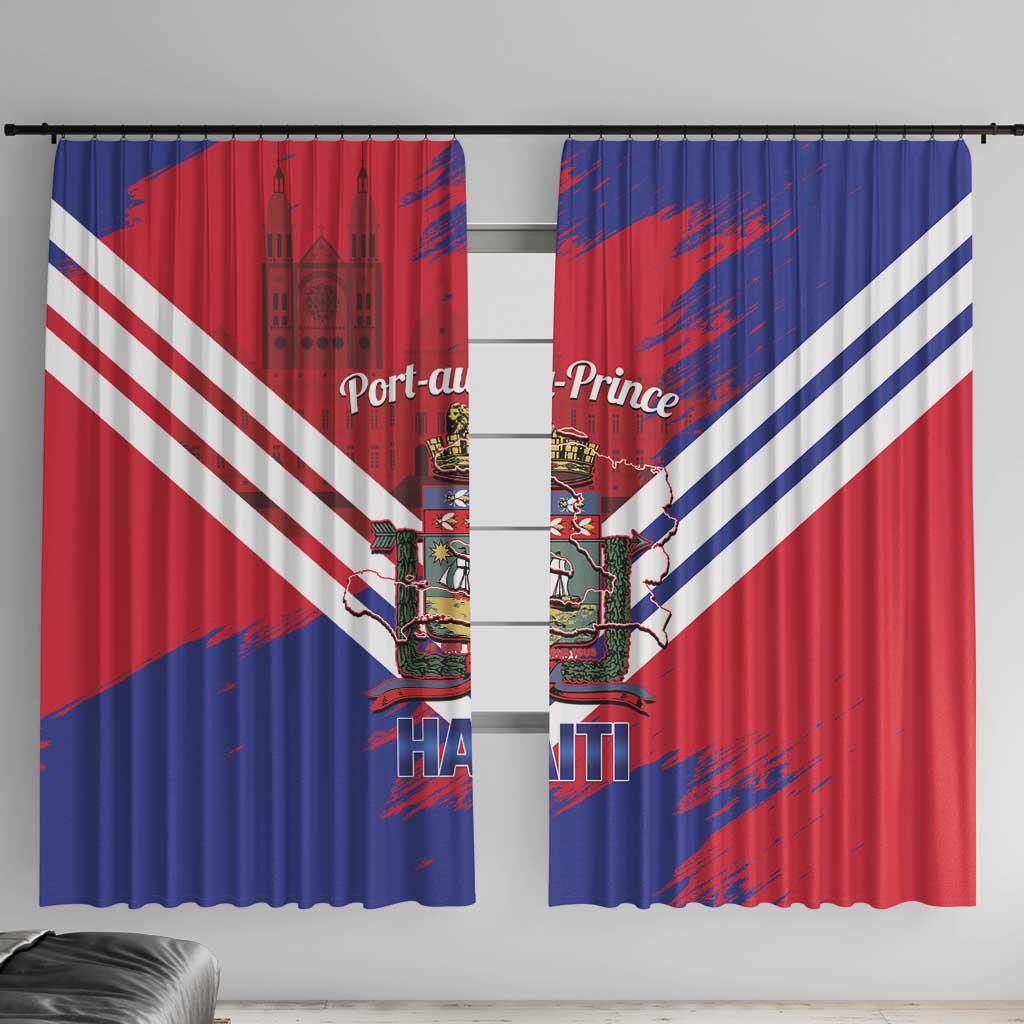 Port-au-Prince Haiti Window Curtain Potoprens Coat of arms Grunge Vibes