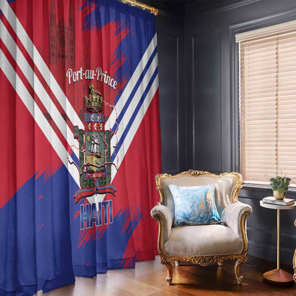 Port-au-Prince Haiti Window Curtain Potoprens Coat of arms Grunge Vibes