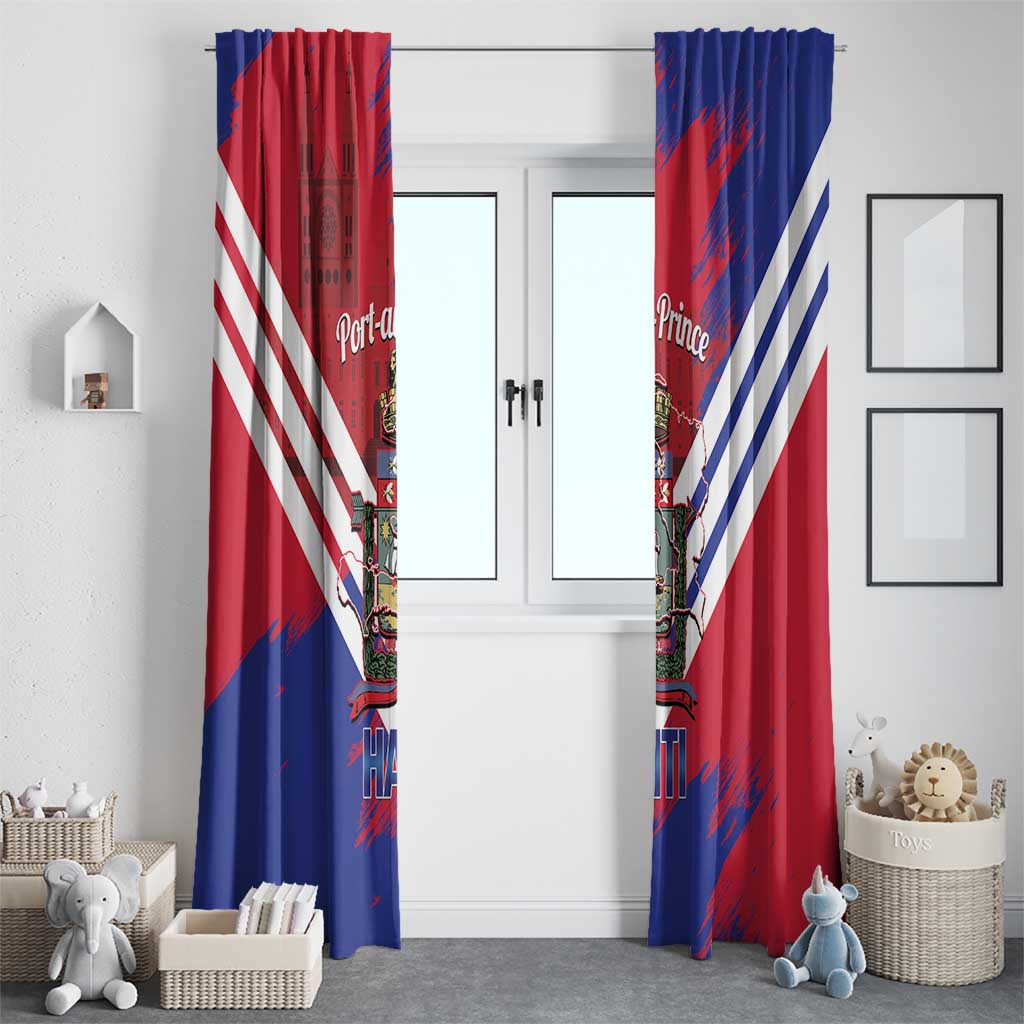 Port-au-Prince Haiti Window Curtain Potoprens Coat of arms Grunge Vibes