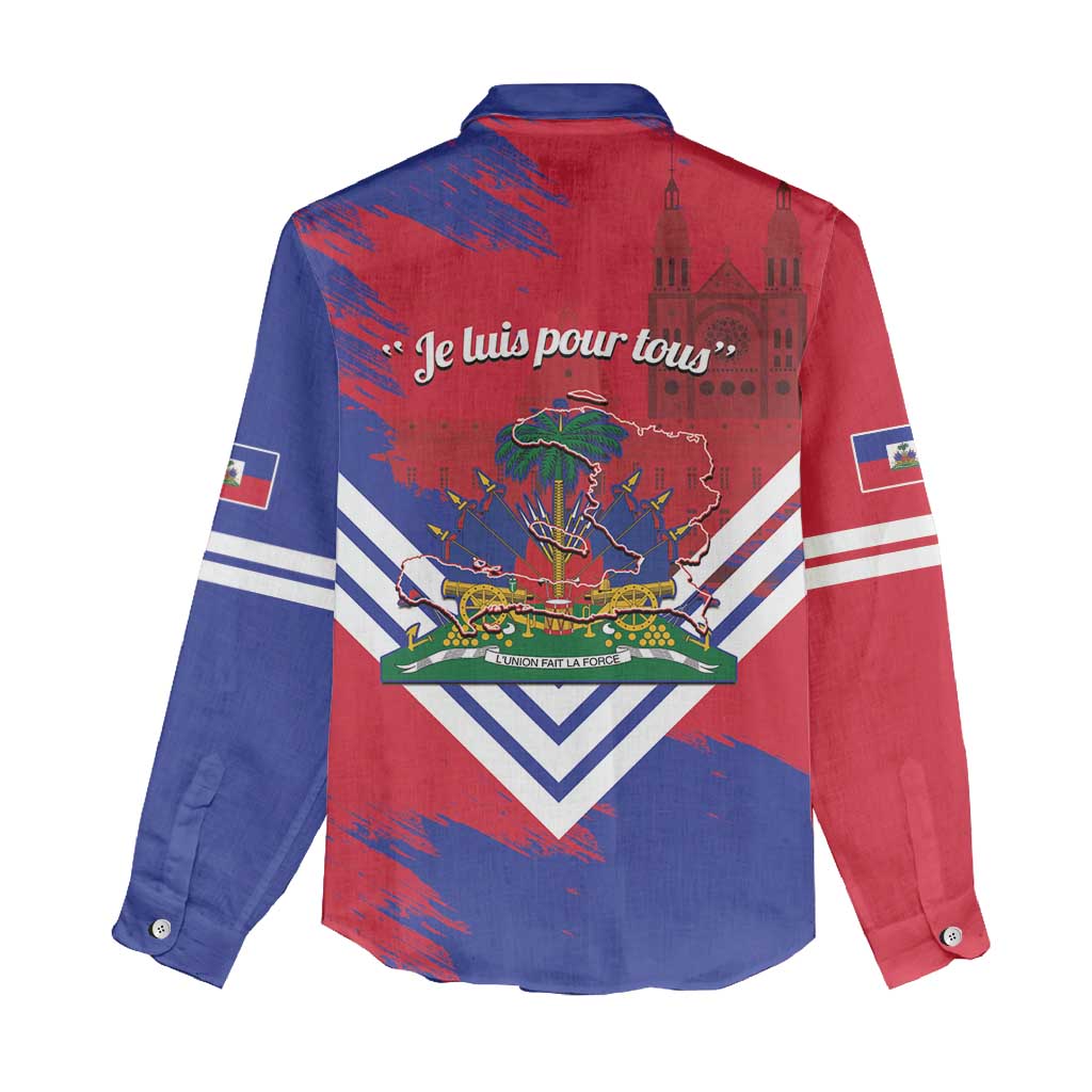 Port-au-Prince Haiti Women Casual Shirt Potoprens Coat of arms Grunge Vibes