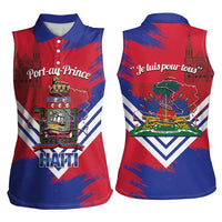 Port-au-Prince Haiti Women Sleeveless Polo Shirt Potoprens Coat of arms Grunge Vibes