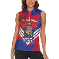 Port-au-Prince Haiti Women Sleeveless Polo Shirt Potoprens Coat of arms Grunge Vibes