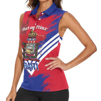 Port-au-Prince Haiti Women Sleeveless Polo Shirt Potoprens Coat of arms Grunge Vibes