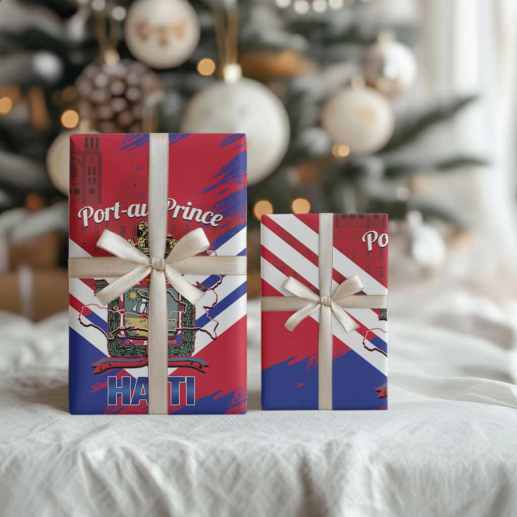 Port-au-Prince Haiti Wrapping Paper Potoprens Coat of arms Grunge Vibes - Wonder Print Shop