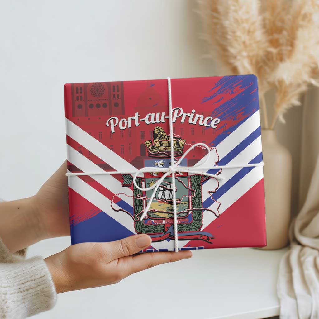 Port-au-Prince Haiti Wrapping Paper Potoprens Coat of arms Grunge Vibes - Wonder Print Shop