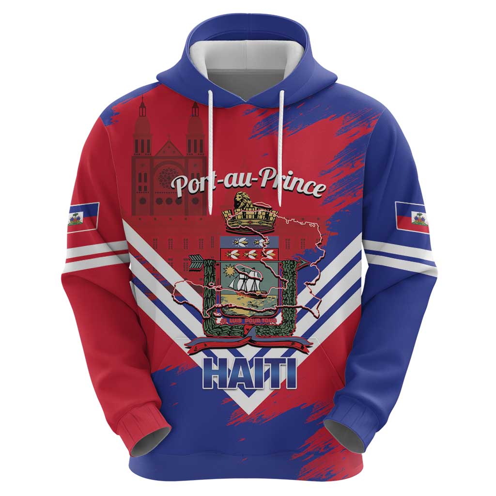 Port-au-Prince Haiti Zip Hoodie Potoprens Coat of arms Grunge Vibes