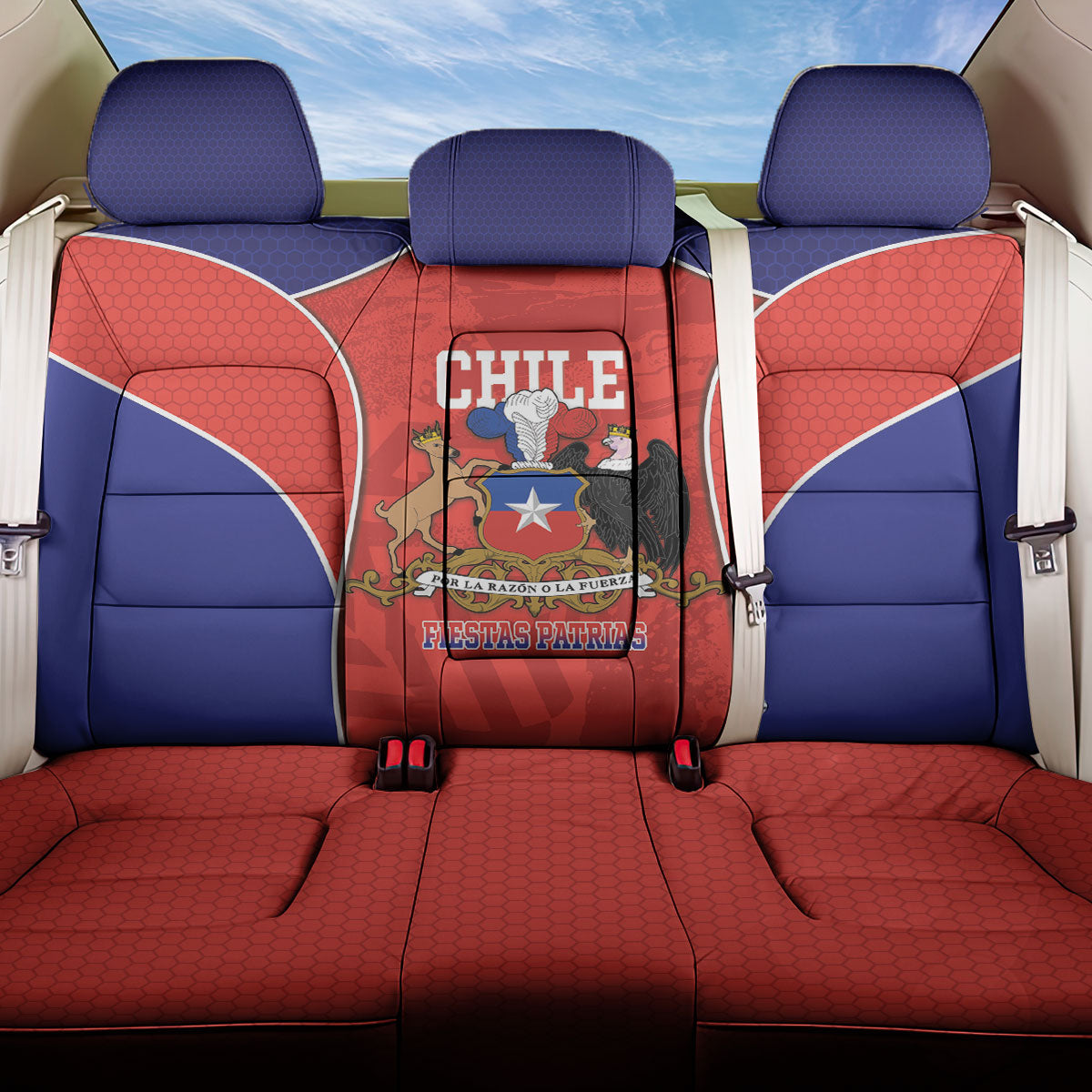 Chile Independence Day Back Car Seat Cover Fiestas Patrias Coat Of Arms Style