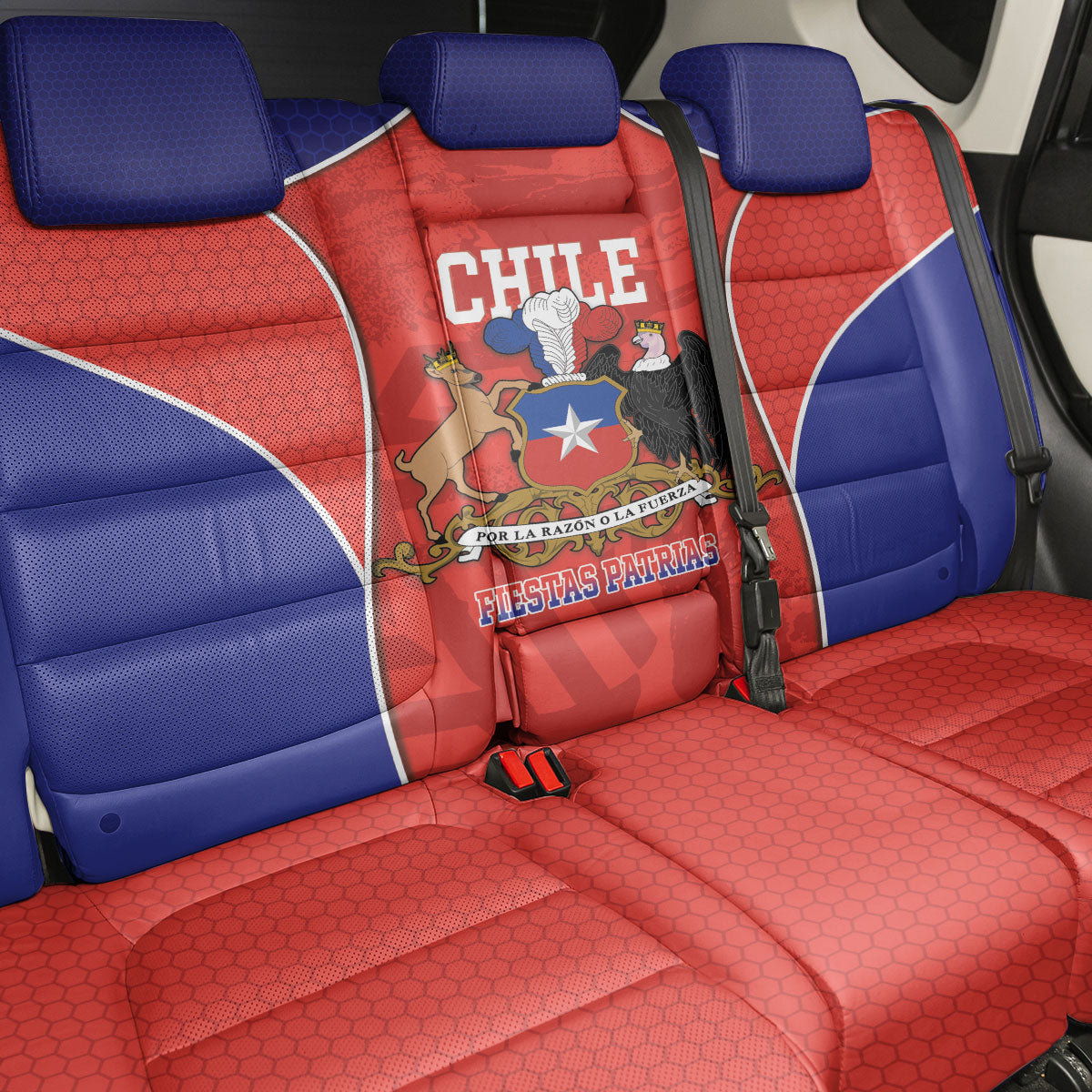 Chile Independence Day Back Car Seat Cover Fiestas Patrias Coat Of Arms Style