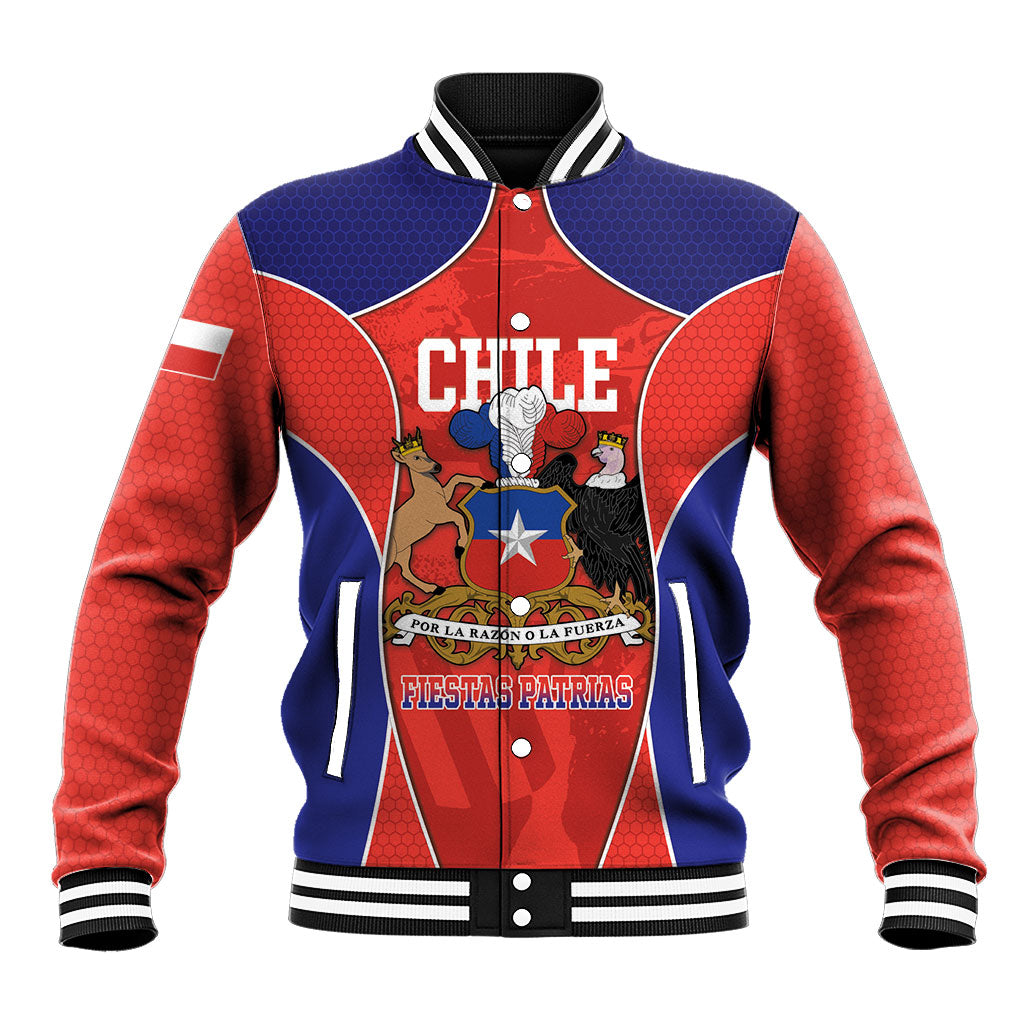 Personalized Chile Independence Day Baseball Jacket Fiestas Patrias Coat Of Arms Style