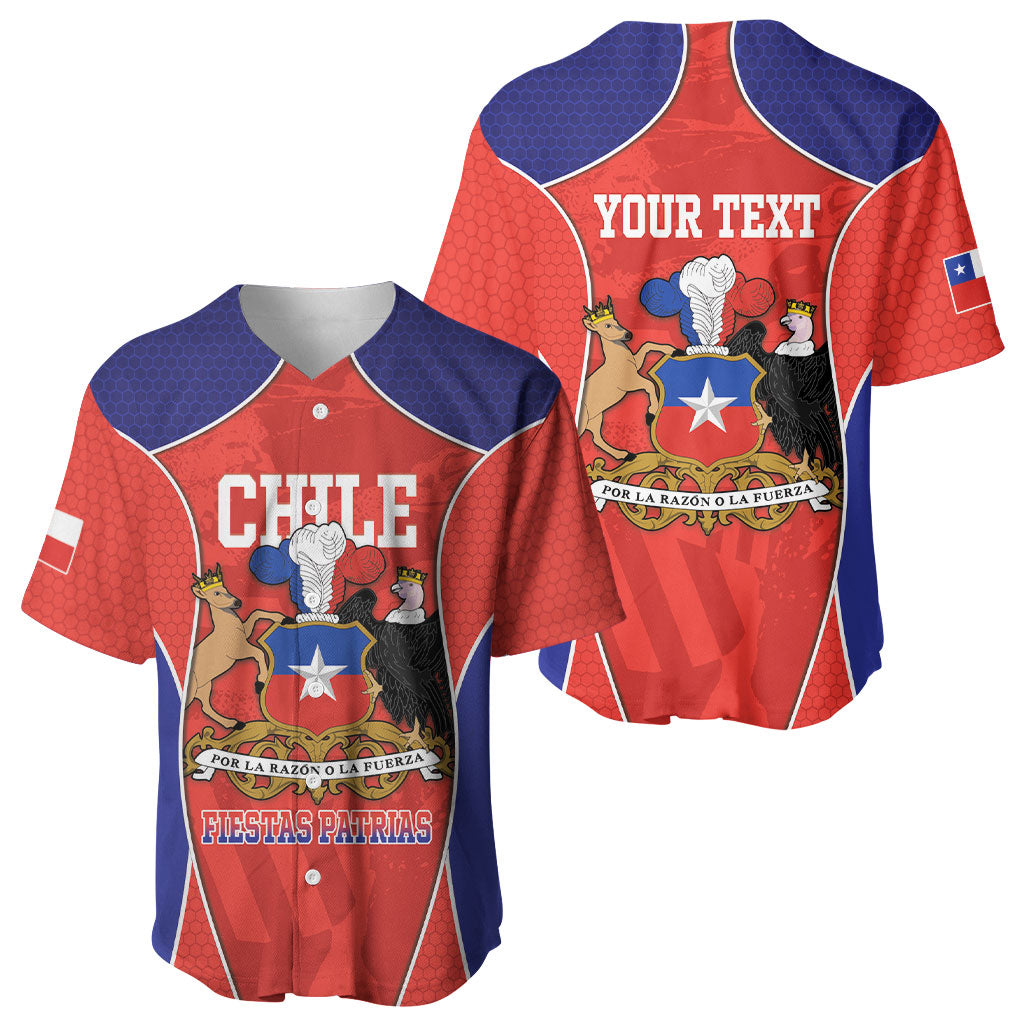 Personalized Chile Independence Day Baseball Jersey Fiestas Patrias Coat Of Arms Style
