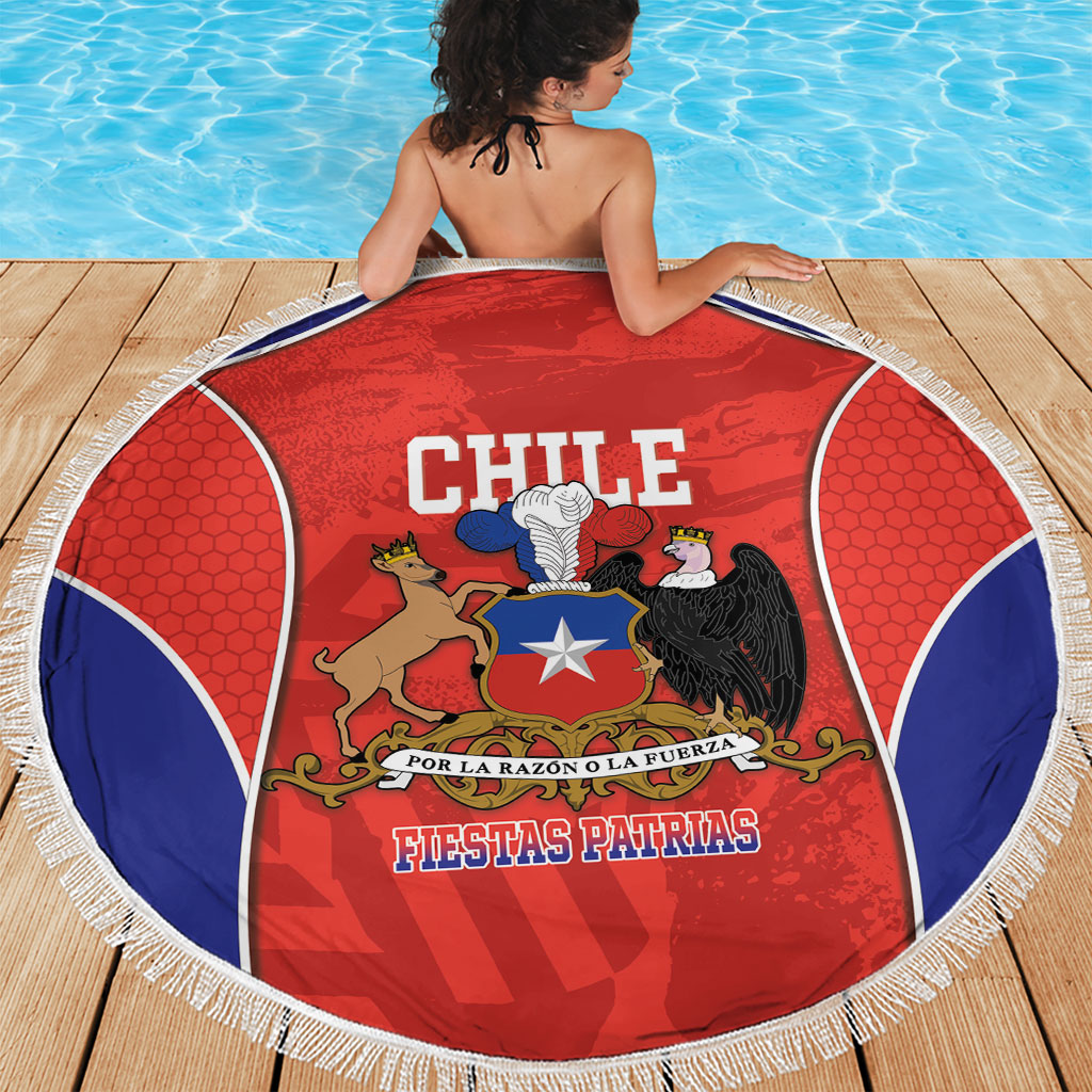 Chile Independence Day Beach Blanket Fiestas Patrias Coat Of Arms Style