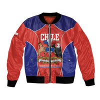 Personalized Chile Independence Day Bomber Jacket Fiestas Patrias Coat Of Arms Style