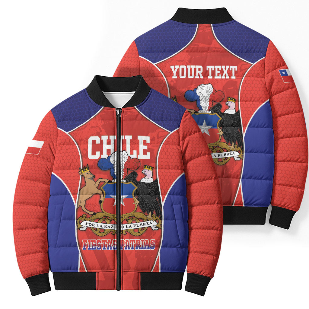 Personalized Chile Independence Day Bomber Puffer Jacket Fiestas Patrias Coat Of Arms Style
