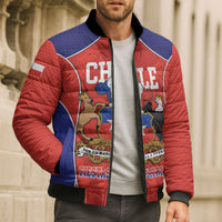Personalized Chile Independence Day Bomber Puffer Jacket Fiestas Patrias Coat Of Arms Style