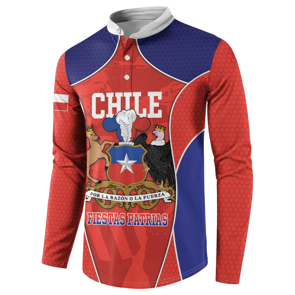 Personalized Chile Independence Day Button Sweatshirt Fiestas Patrias Coat Of Arms Style