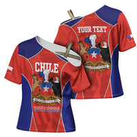 Personalized Chile Independence Day Cross Shoulder Shirt Fiestas Patrias Coat Of Arms Style