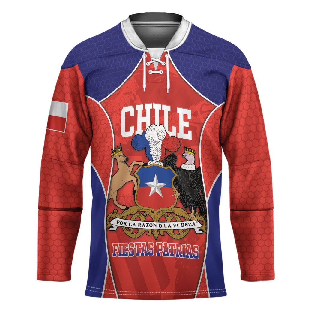 Personalized Chile Independence Day Hockey Jersey Fiestas Patrias Coat Of Arms Style