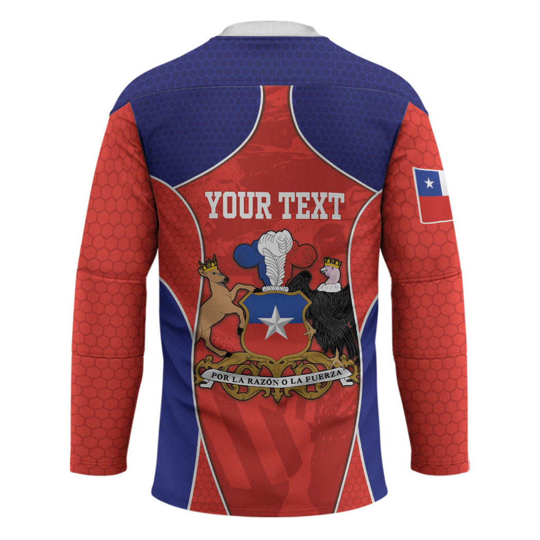 Personalized Chile Independence Day Hockey Jersey Fiestas Patrias Coat Of Arms Style