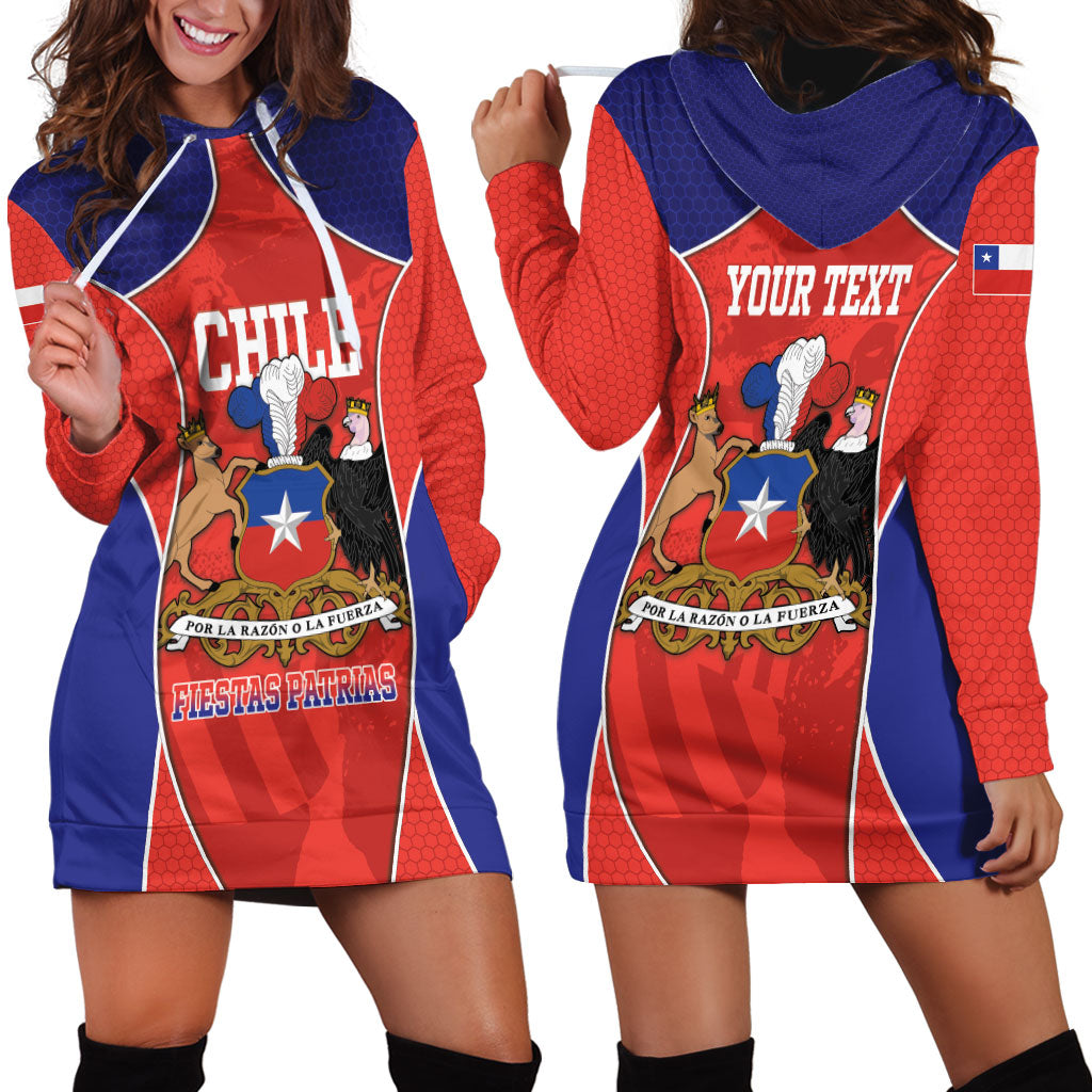 Personalized Chile Independence Day Hoodie Dress Fiestas Patrias Coat Of Arms Style