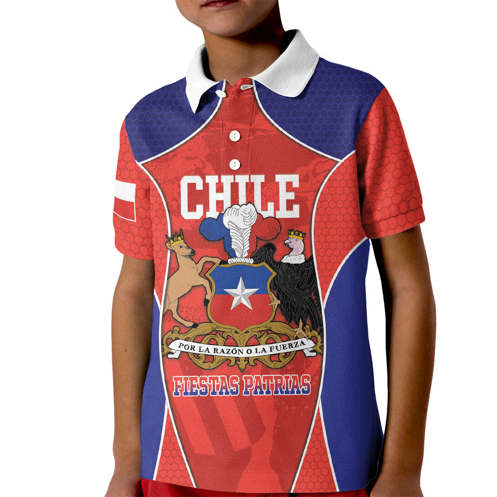 Personalized Chile Independence Day Kid Polo Shirt Fiestas Patrias Coat Of Arms Style