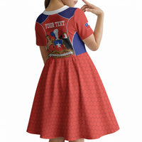 Personalized Chile Independence Day Kid Short Sleeve Dress Fiestas Patrias Coat Of Arms Style
