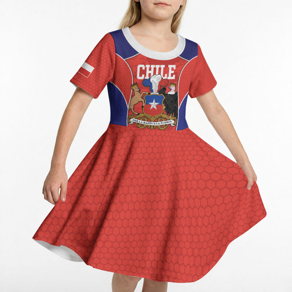 Personalized Chile Independence Day Kid Short Sleeve Dress Fiestas Patrias Coat Of Arms Style
