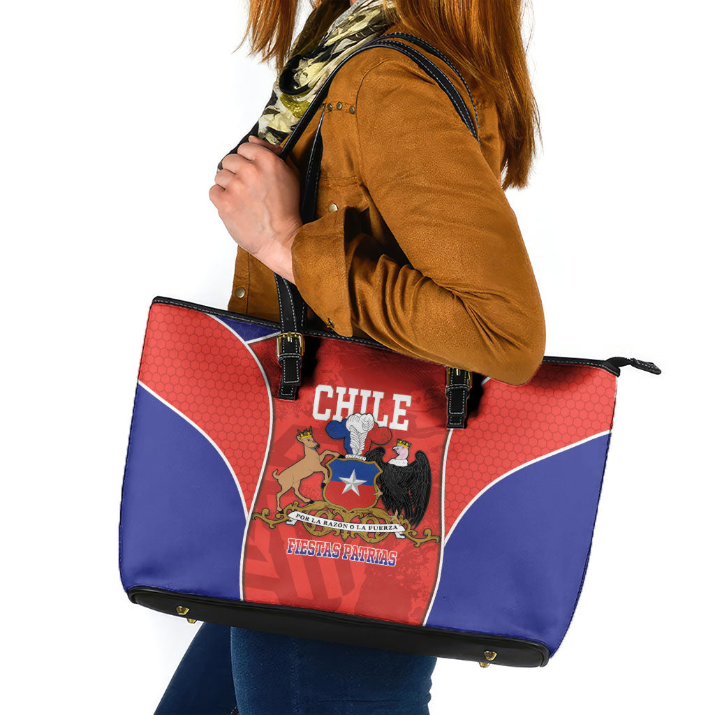 Chile Independence Day Leather Tote Bag Fiestas Patrias Coat Of Arms Style