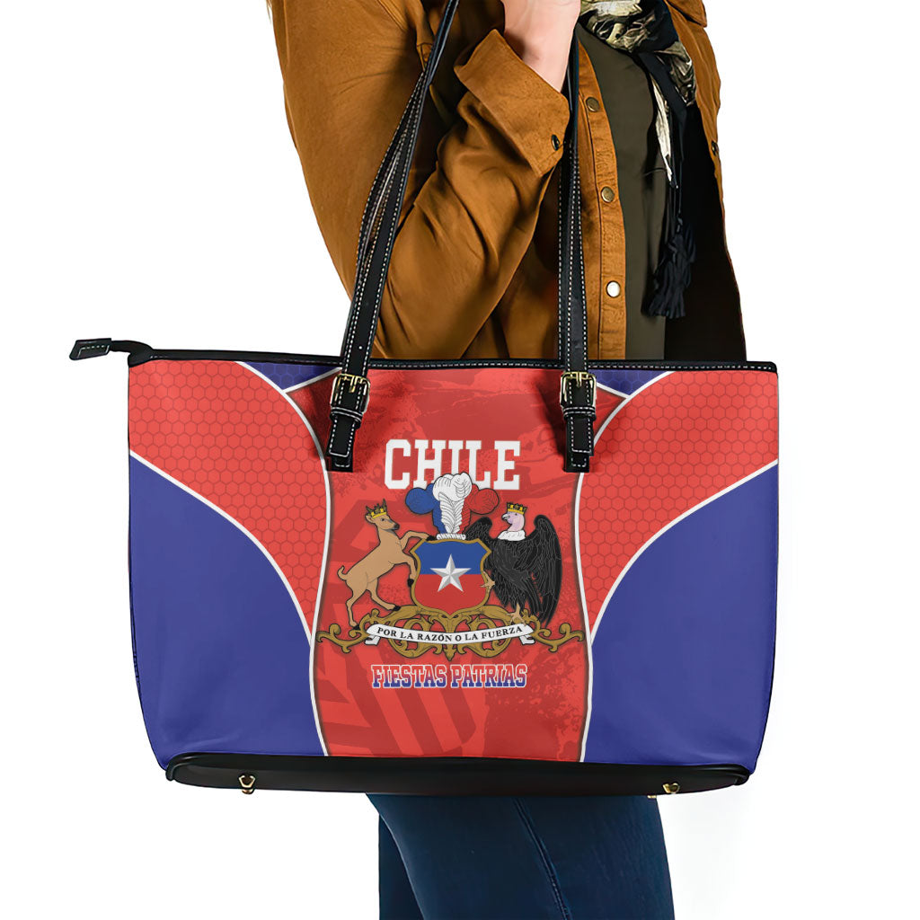 Chile Independence Day Leather Tote Bag Fiestas Patrias Coat Of Arms Style