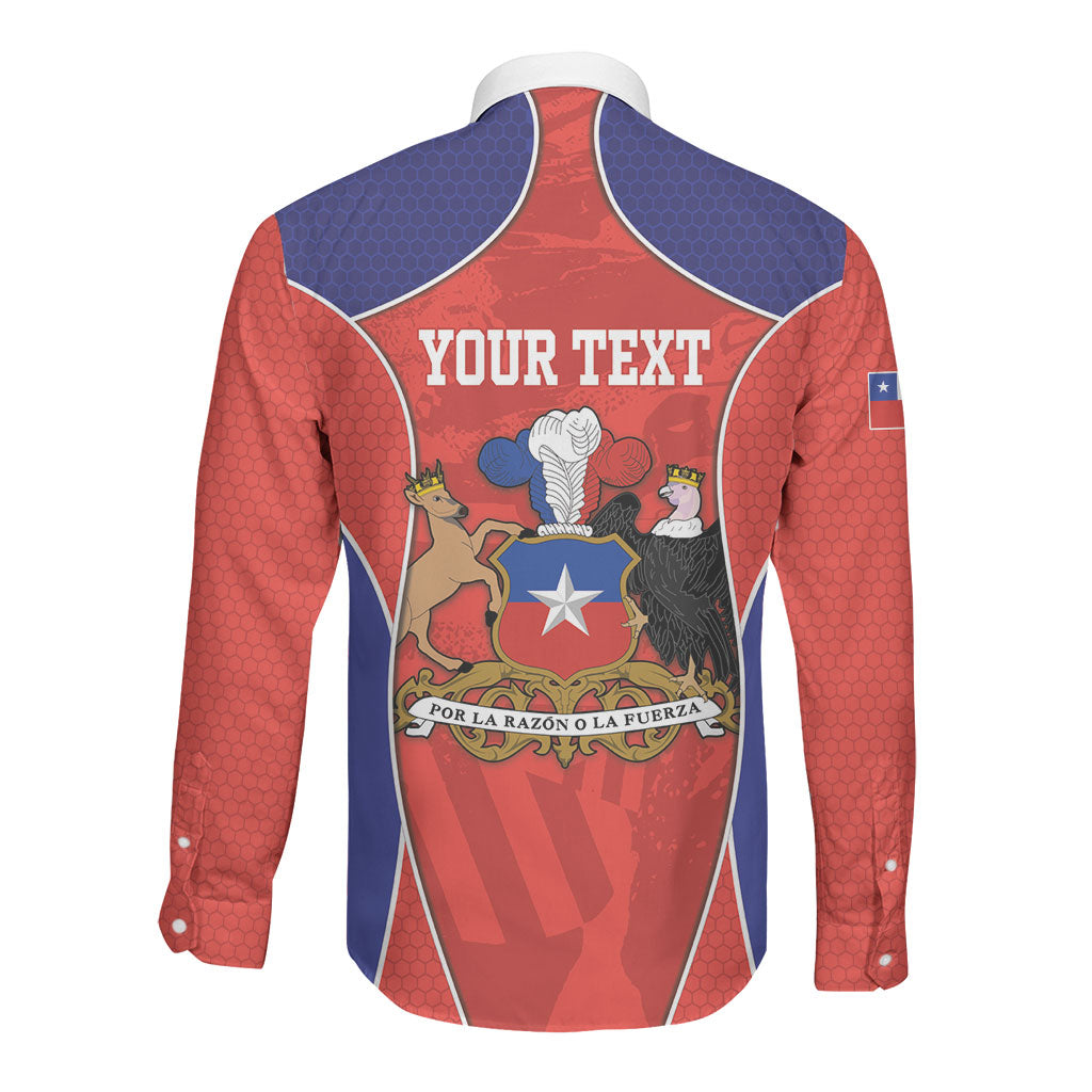 Personalized Chile Independence Day Long Sleeve Button Shirt Fiestas Patrias Coat Of Arms Style