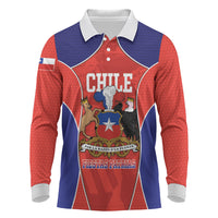 Personalized Chile Independence Day Long Sleeve Polo Shirt Fiestas Patrias Coat Of Arms Style