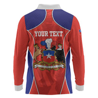 Personalized Chile Independence Day Long Sleeve Polo Shirt Fiestas Patrias Coat Of Arms Style