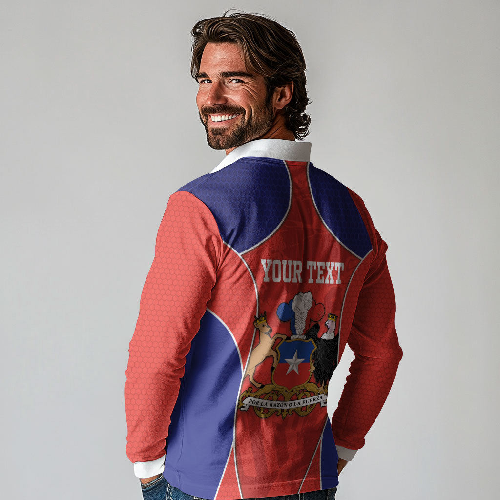Personalized Chile Independence Day Long Sleeve Polo Shirt Fiestas Patrias Coat Of Arms Style