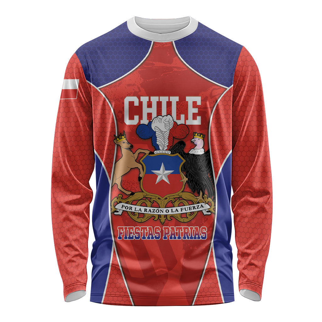 Personalized Chile Independence Day Long Sleeve Shirt Fiestas Patrias Coat Of Arms Style