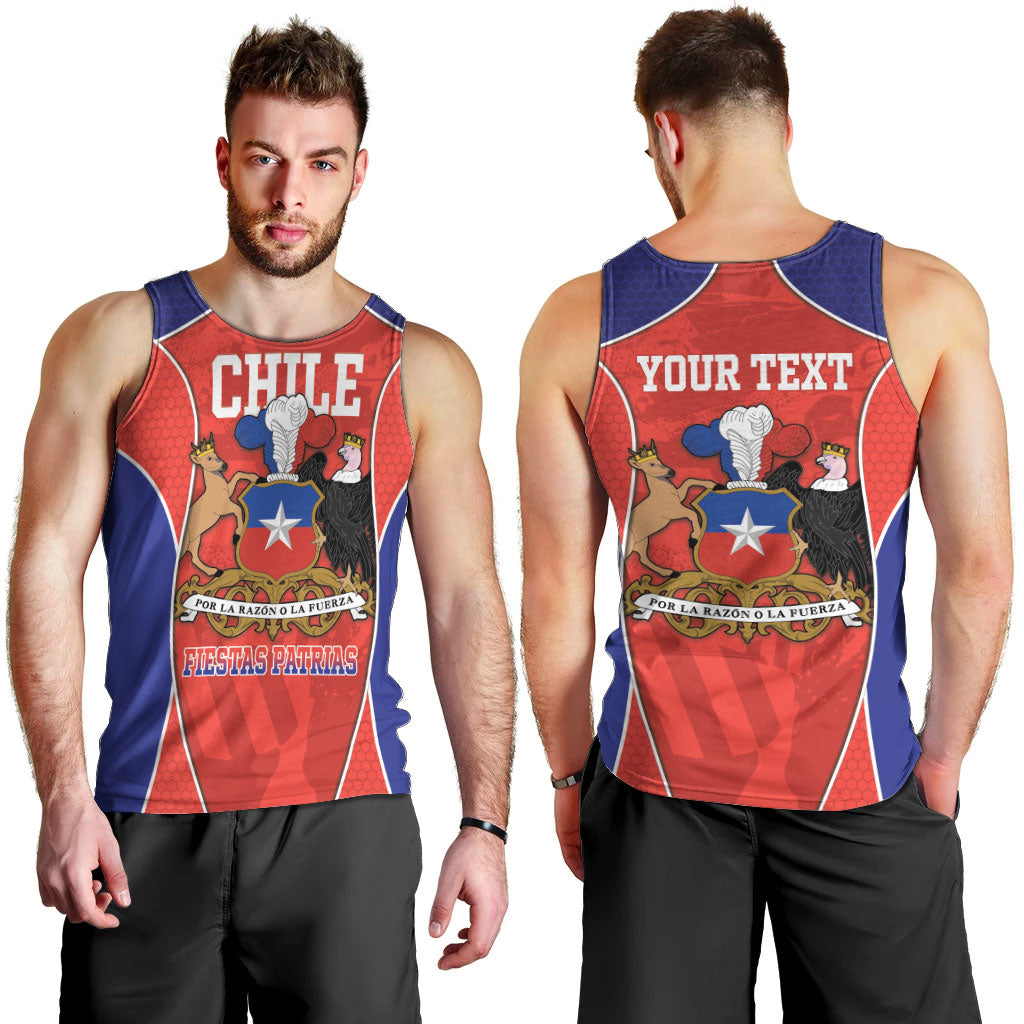 Personalized Chile Independence Day Men Tank Top Fiestas Patrias Coat Of Arms Style