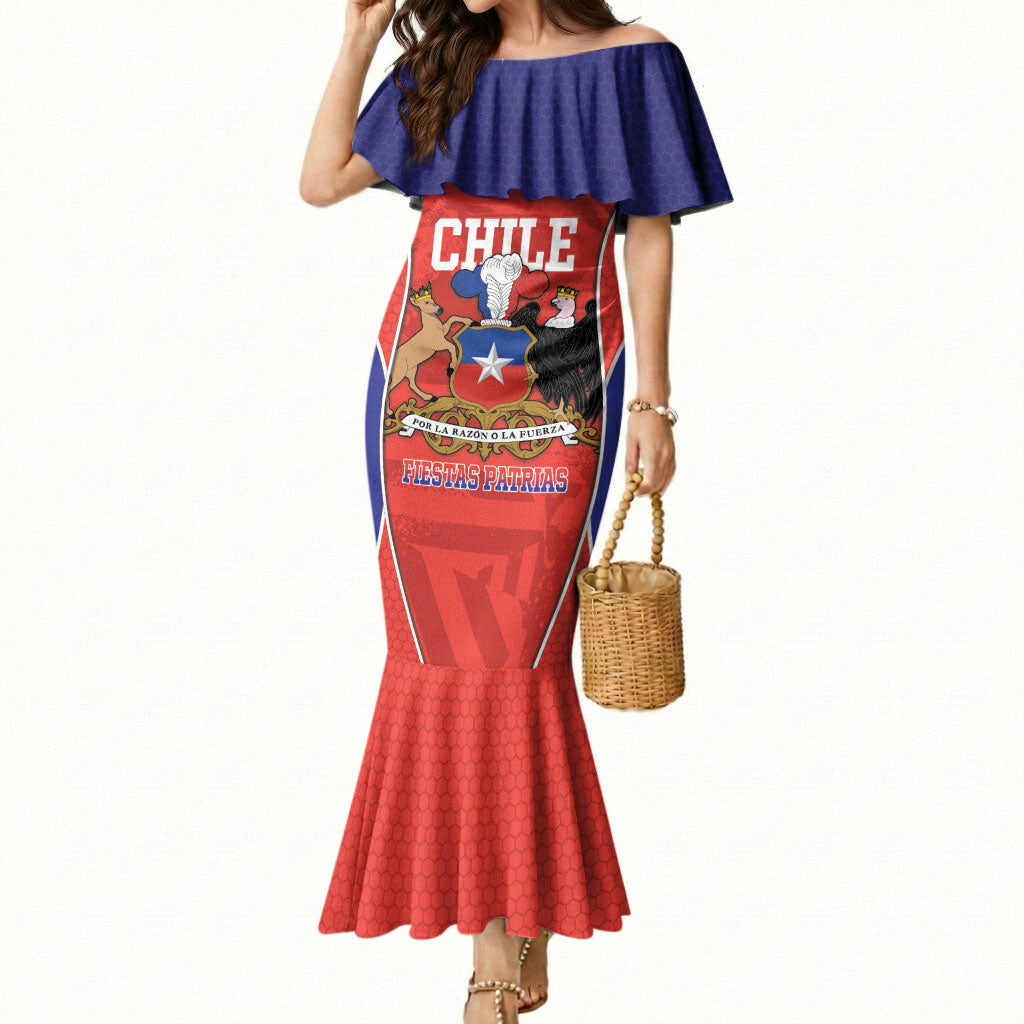 Personalized Chile Independence Day Mermaid Dress Fiestas Patrias Coat Of Arms Style