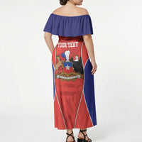 Personalized Chile Independence Day Off Shoulder Maxi Dress Fiestas Patrias Coat Of Arms Style