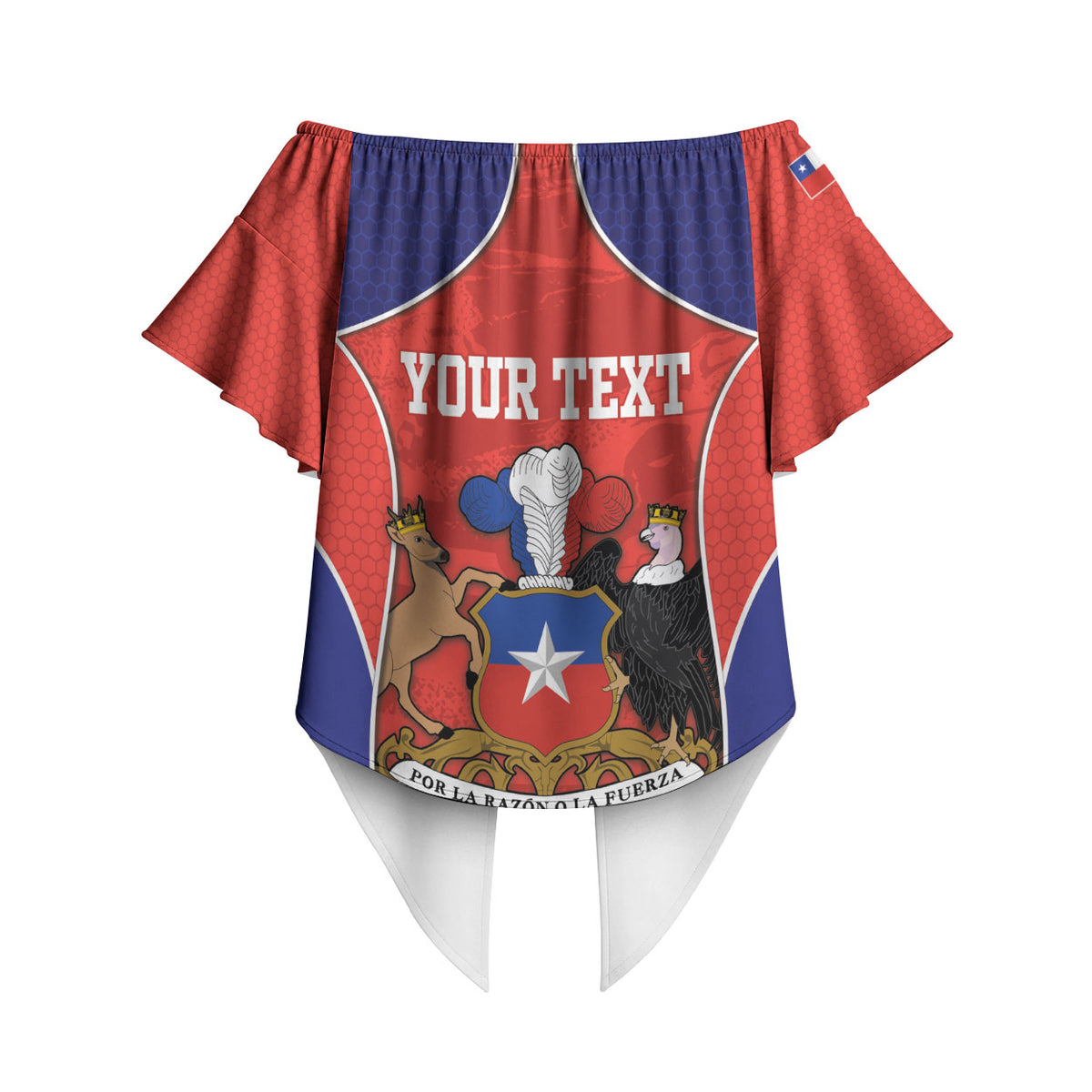 Personalized Chile Independence Day Off Shoulder Wrap Waist Top Fiestas Patrias Coat Of Arms Style