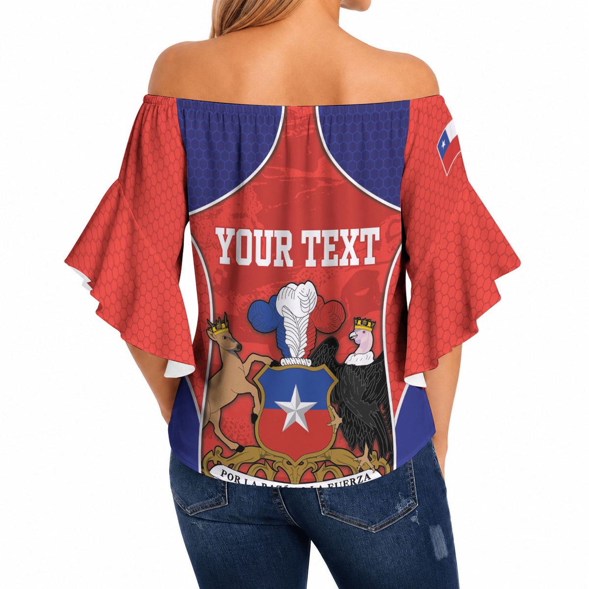 Personalized Chile Independence Day Off Shoulder Wrap Waist Top Fiestas Patrias Coat Of Arms Style