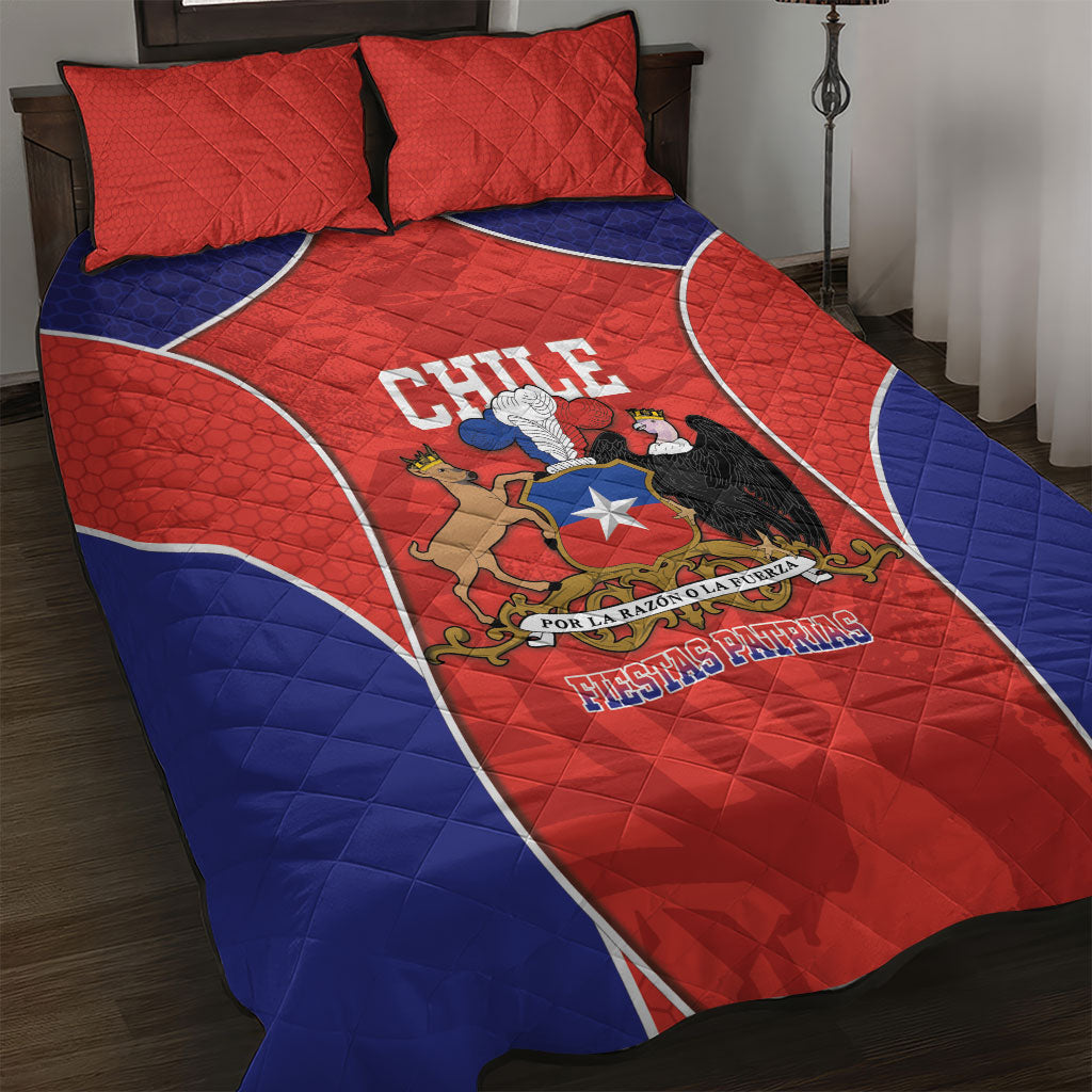 Chile Independence Day Quilt Bed Set Fiestas Patrias Coat Of Arms Style