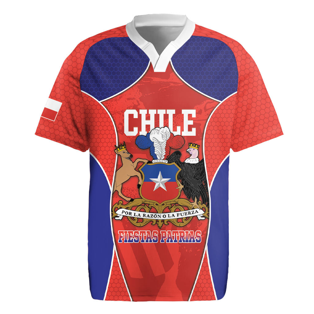 Personalized Chile Independence Day Rugby Jersey Fiestas Patrias Coat Of Arms Style