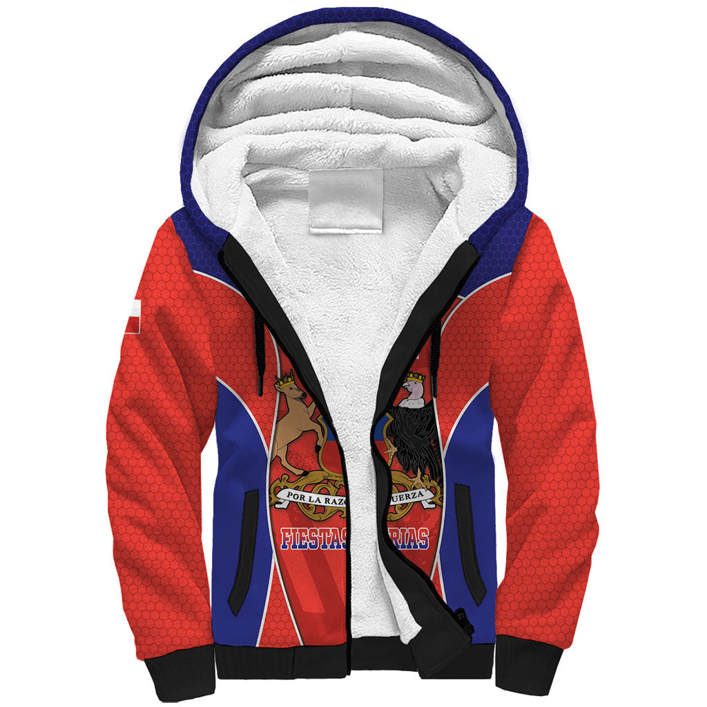 Personalized Chile Independence Day Sherpa Hoodie Fiestas Patrias Coat Of Arms Style