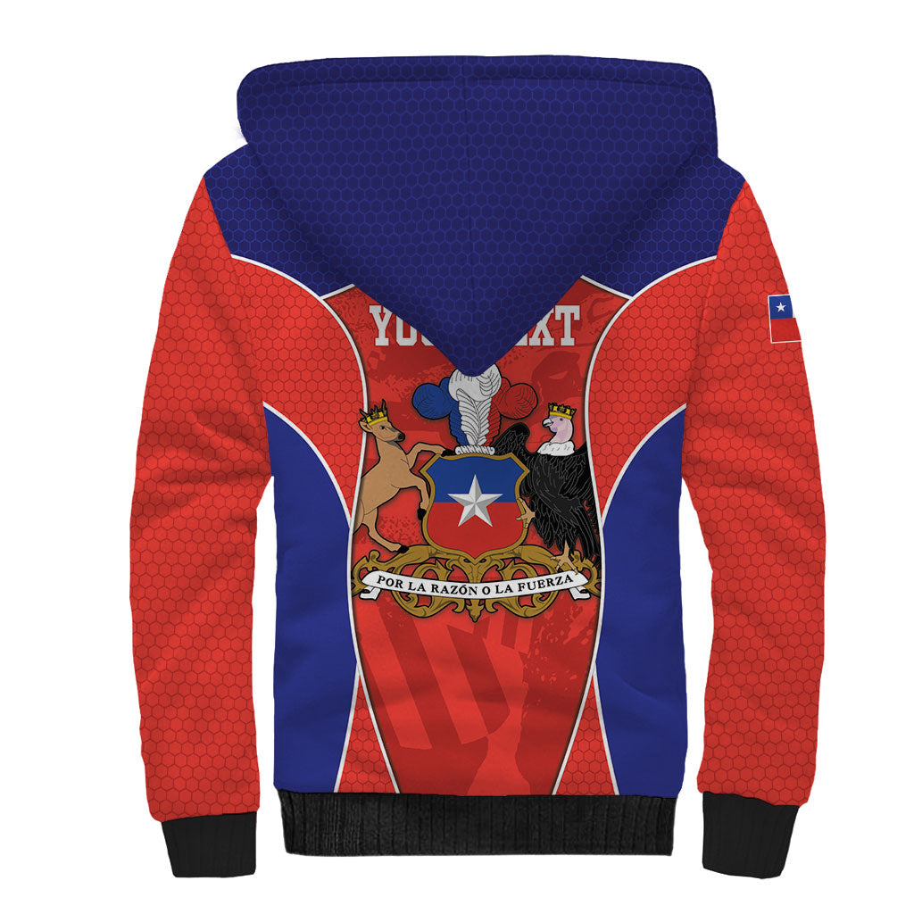 Personalized Chile Independence Day Sherpa Hoodie Fiestas Patrias Coat Of Arms Style