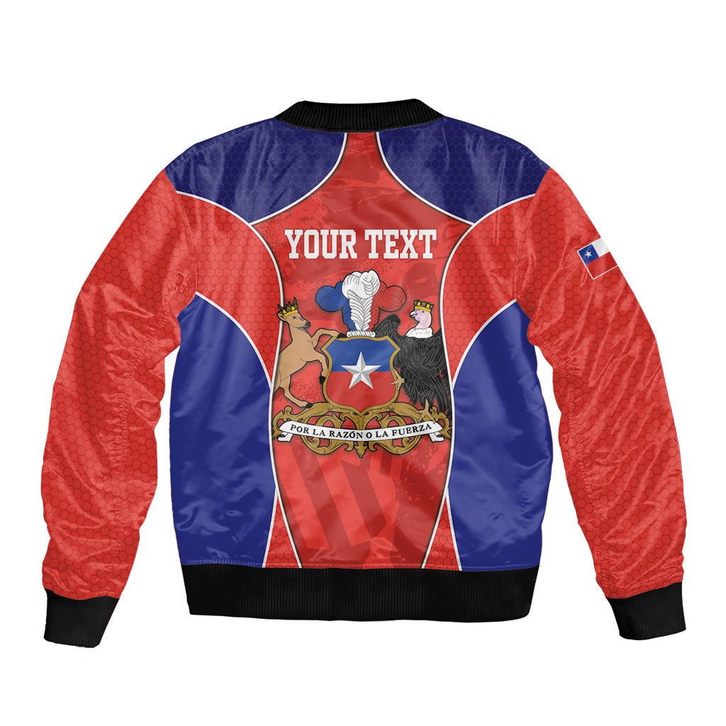 Personalized Chile Independence Day Sleeve Zip Bomber Jacket Fiestas Patrias Coat Of Arms Style