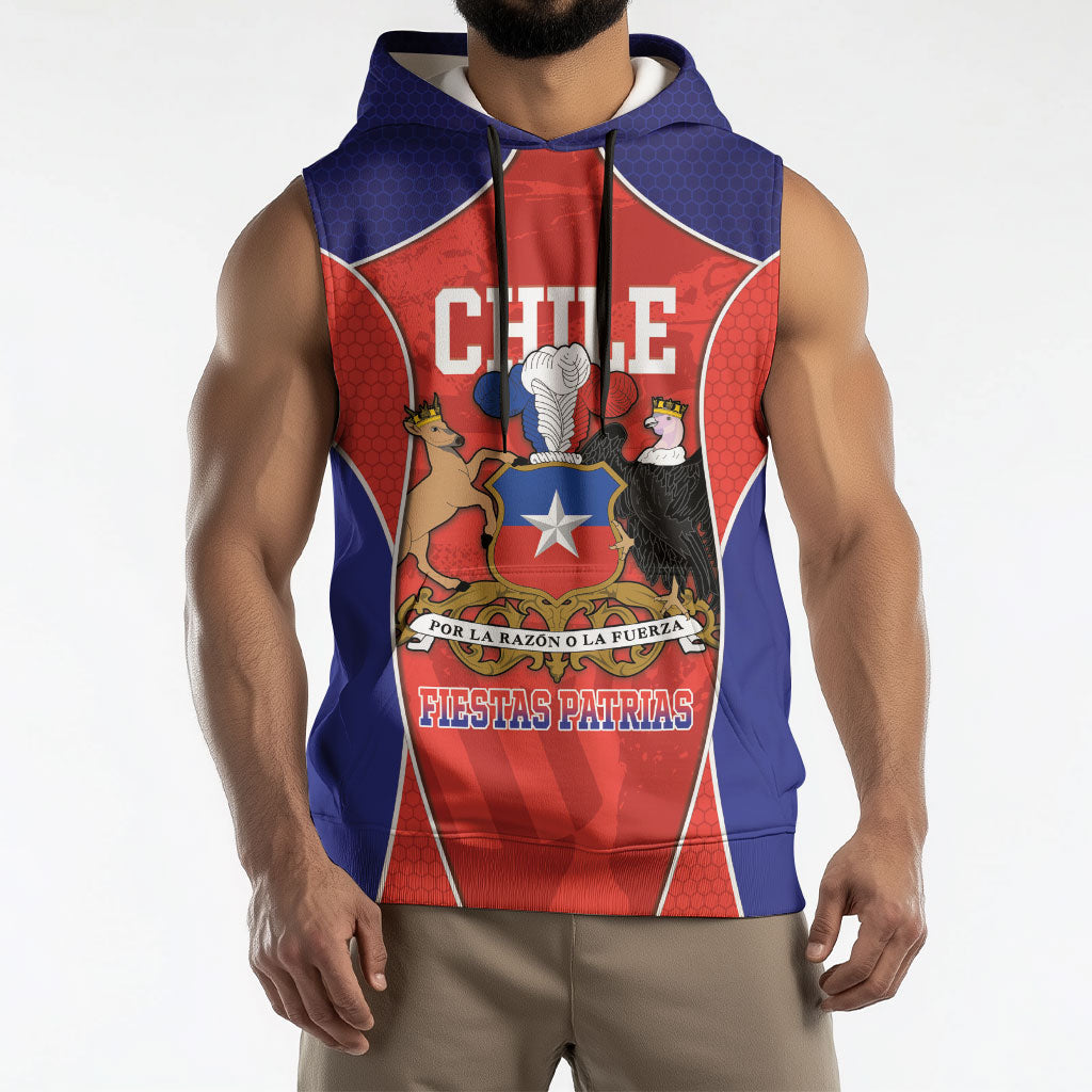 Personalized Chile Independence Day Sleeveless Hoodie Fiestas Patrias Coat Of Arms Style