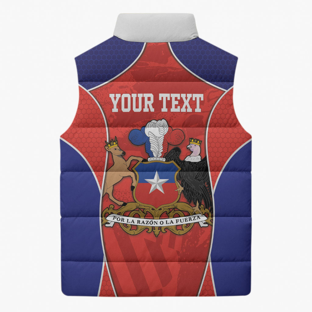 Personalized Chile Independence Day Sleeveless Puffer Jacket Fiestas Patrias Coat Of Arms Style
