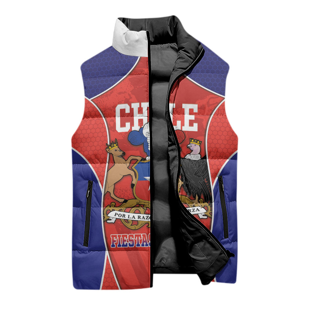 Personalized Chile Independence Day Sleeveless Puffer Jacket Fiestas Patrias Coat Of Arms Style